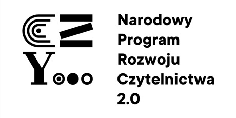 Powiększ grafikę: Po lewej stronie 4 znaczki E, Z Y i trzy kropki. Po prawej stronie napis Narodowy Program Rozwoju Czytelnictwa 2.0